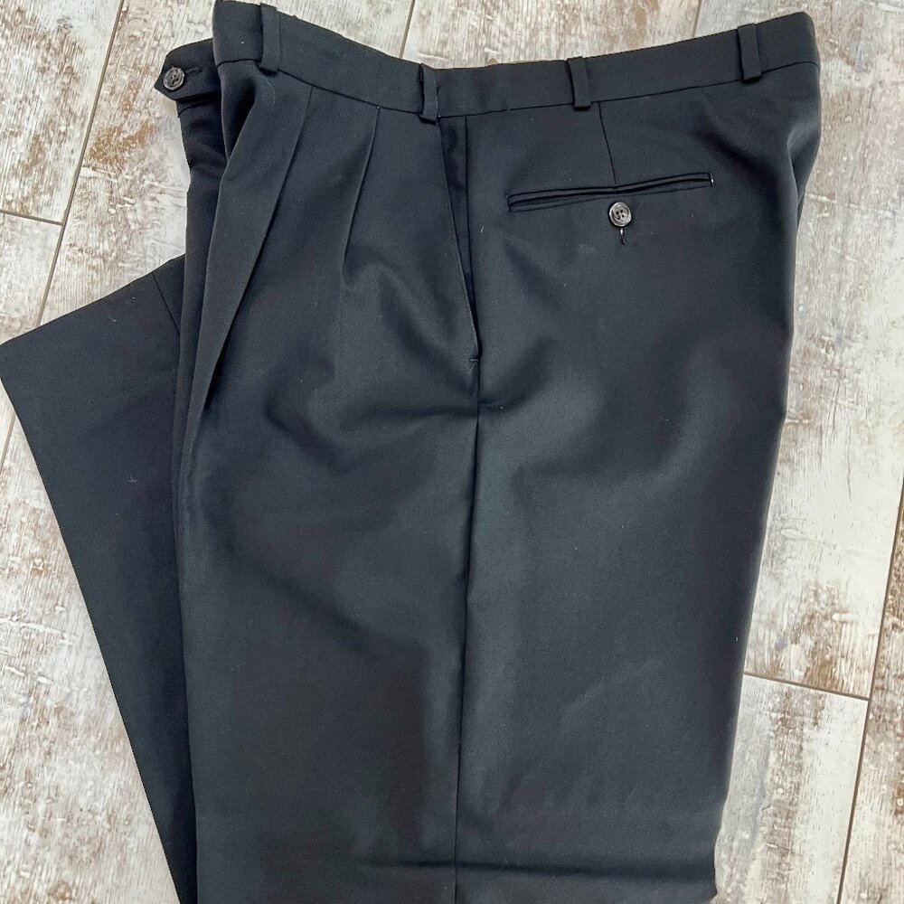 Mens Franco Tassi Black Pleated Dress Pants